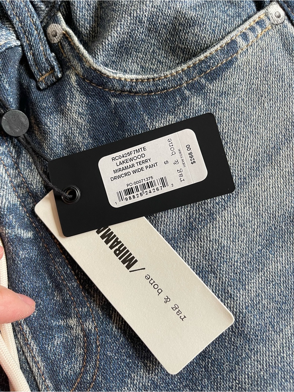 NWT Rag & Bone Miramar Terry Drawcord Wide Pant Lakewood Size Small - Picture 2 of 4